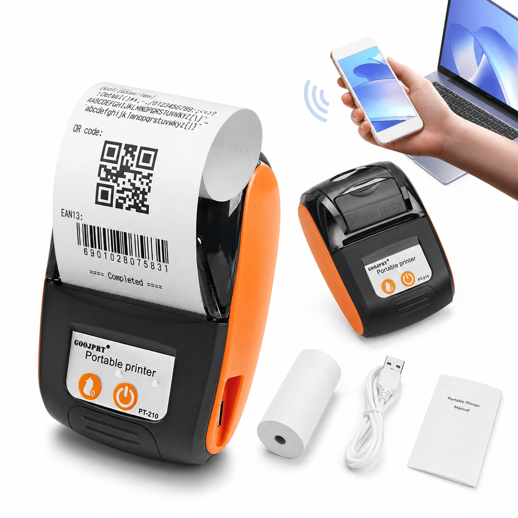 GOOJPRT PT-210 58mm Portable Thermal Printer – Wireless Bluetooth Mini Receipt & Ticket Printer, Rechargeable, for POS Retail & Mobile, Compatible with Android & iOS