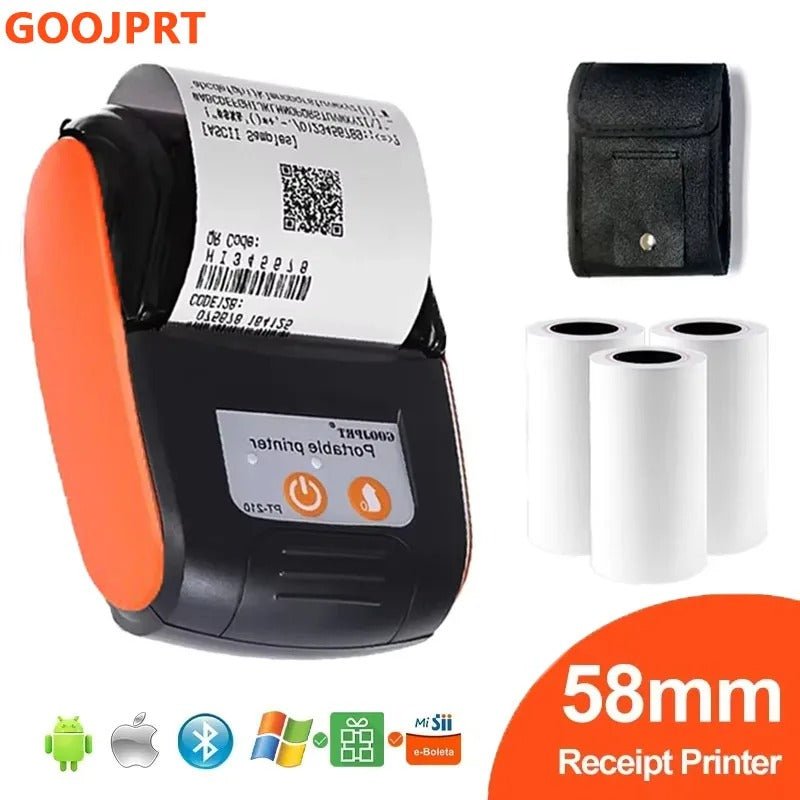 GOOJPRT PT-210 58mm Portable Thermal Printer – Wireless Bluetooth Mini Receipt & Ticket Printer, Rechargeable, for POS Retail & Mobile, Compatible with Android & iOS