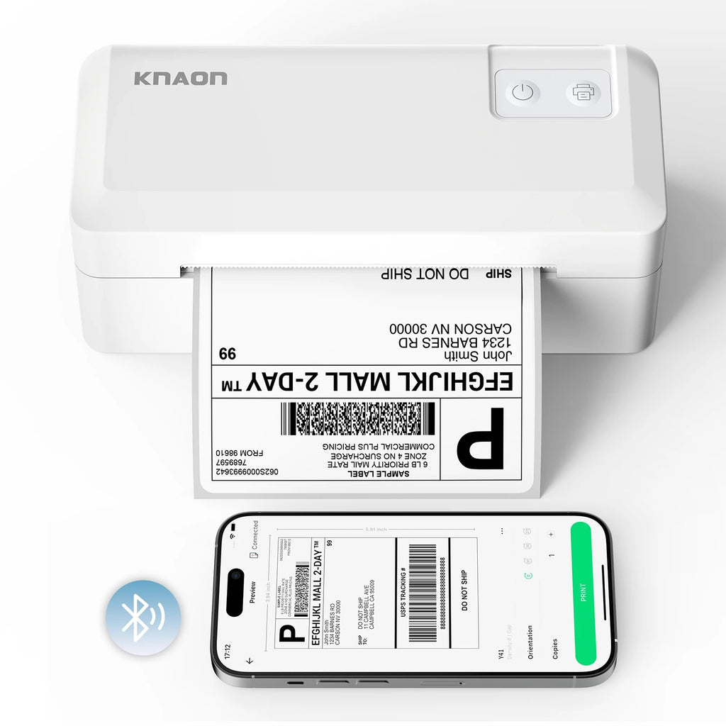 Knaon Y41BT 4x6 Thermal Label Printer – Wireless Bluetooth Shipping Label Maker for Small Business