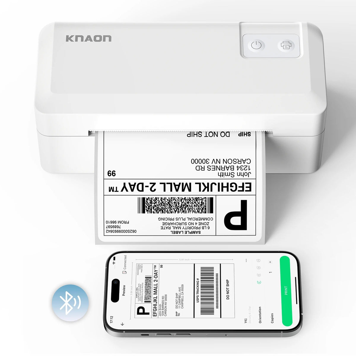 Knaon Y41BT 4x6 Thermal Label Printer – Wireless Bluetooth Shipping Label Maker for Small Business