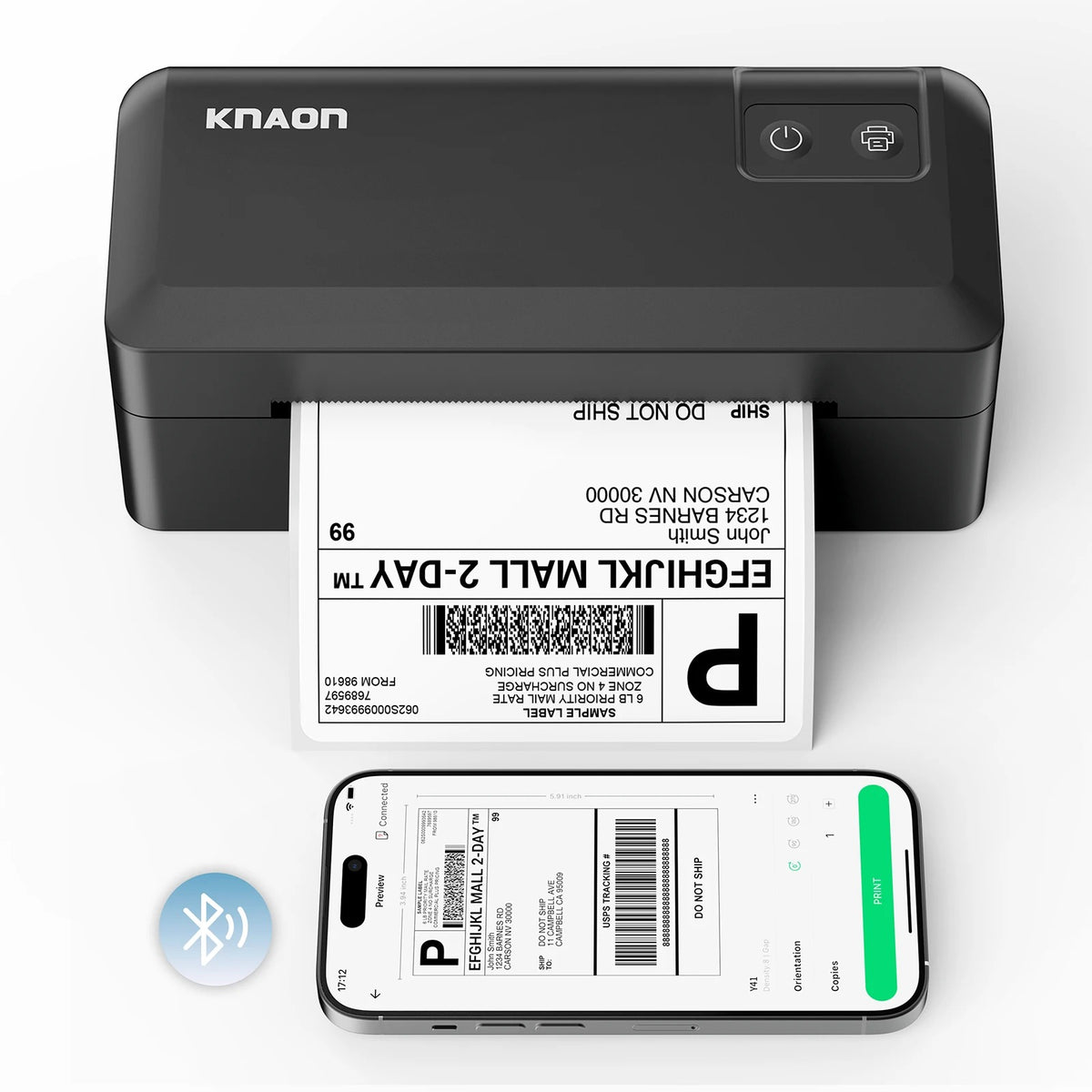 Knaon Y41BT 4x6 Thermal Label Printer – Wireless Bluetooth Shipping Label Maker for Small Business