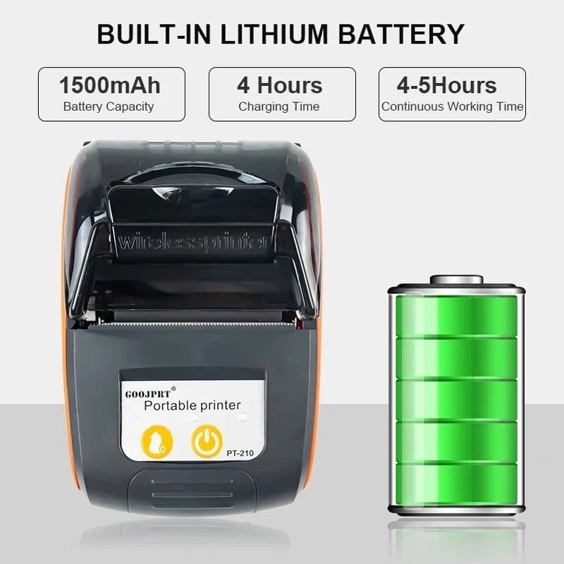 GOOJPRT PT-210 58mm Portable Thermal Printer – Wireless Bluetooth Mini Receipt & Ticket Printer, Rechargeable, for POS Retail & Mobile, Compatible with Android & iOS