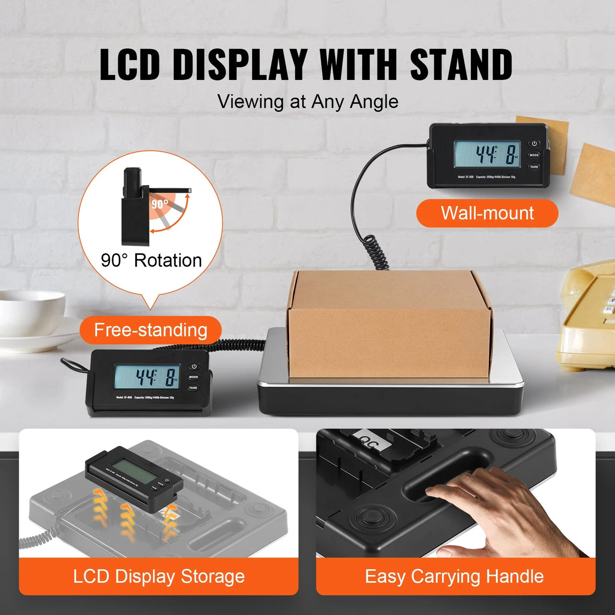 SucceBuy 440lb Digital Shipping Scale – Postal & Package Scale with Tare, Timer & HD LCD Display