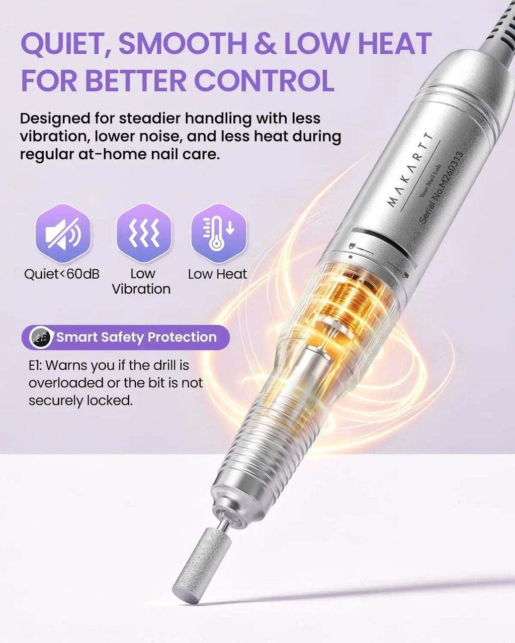Makartt YEEYAN Cordless Nail Drill – Rechargeable Electric Nail File, 35,000 RPM, LCD Display