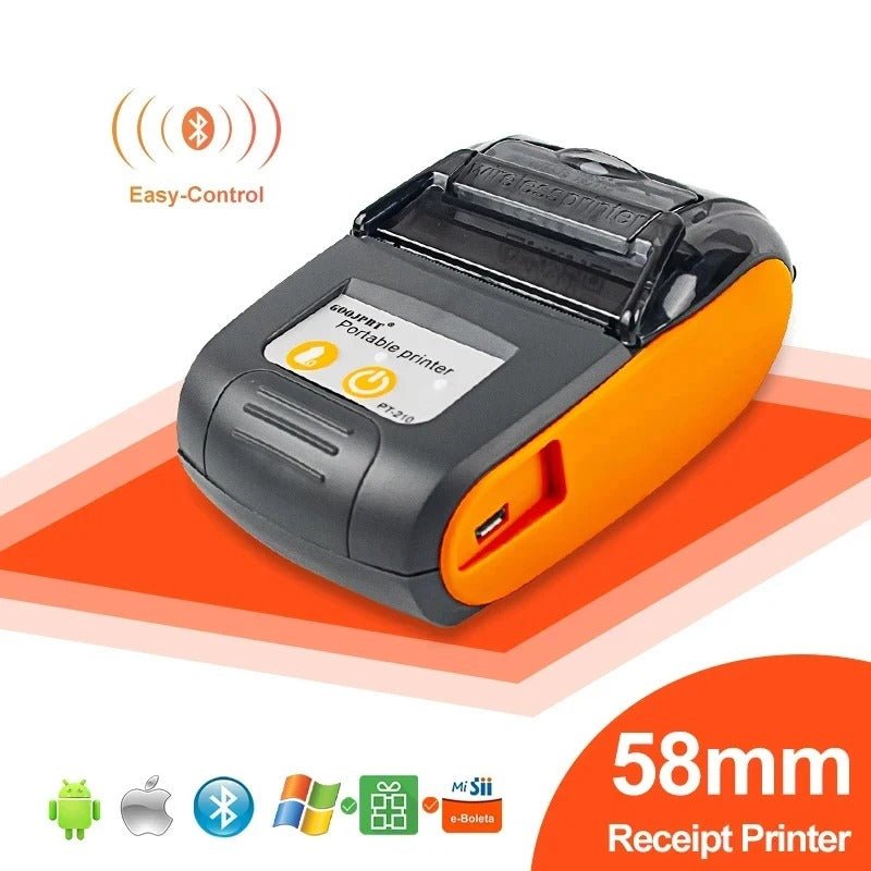 GOOJPRT PT-210 58mm Portable Thermal Printer – Wireless Bluetooth Mini Receipt & Ticket Printer, Rechargeable, for POS Retail & Mobile, Compatible with Android & iOS