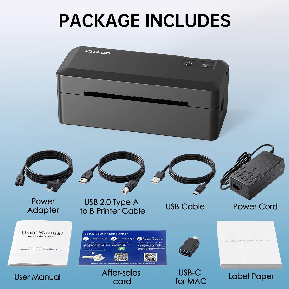 Knaon Y41BT 4x6 Thermal Label Printer – Wireless Bluetooth Shipping Label Maker for Small Business